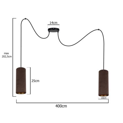 Пендел AVALO 2xE27/60W/230V паяк кафяв/меден