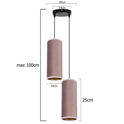 Пендел AVALO 2xE27/60W/230V Ø 20 см розов