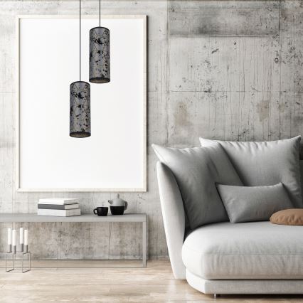 Пендел AVALO 2xE27/60W/230V Ø 20 см сив/черен