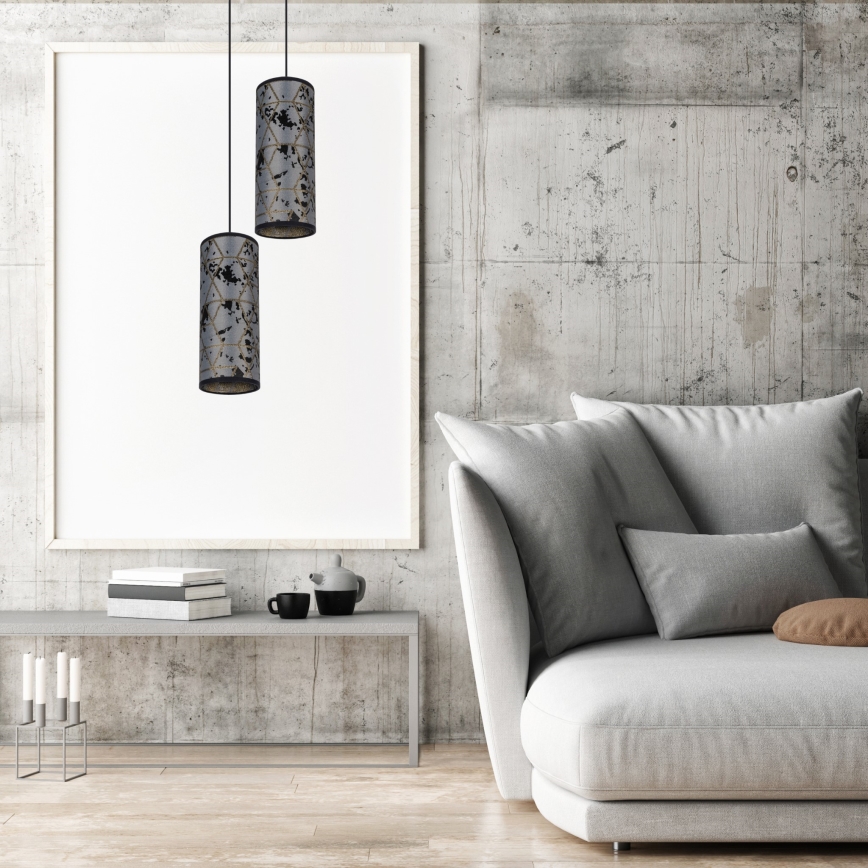 Пендел AVALO 2xE27/60W/230V Ø 20 см сив/черен