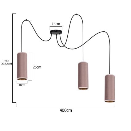 Пендел AVALO 3xE27/60W/230V паяк розов/меден