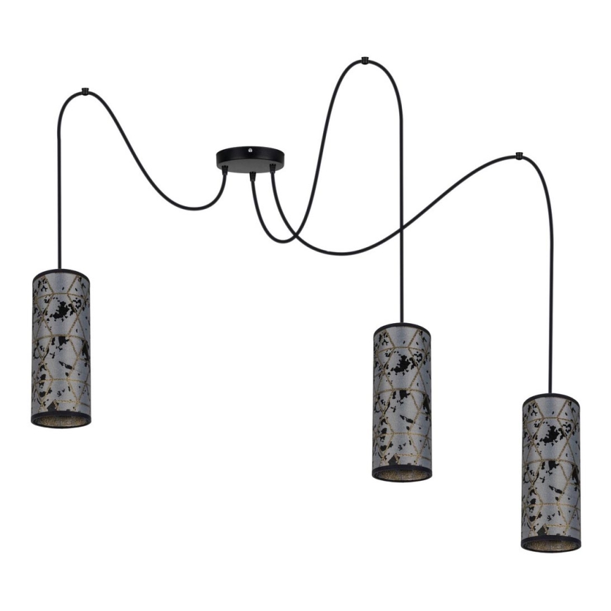Пендел AVALO 3xE27/60W/230V паяк сив/черен