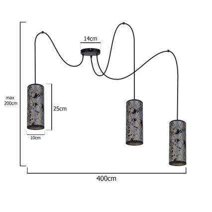 Пендел AVALO 3xE27/60W/230V паяк сив/черен