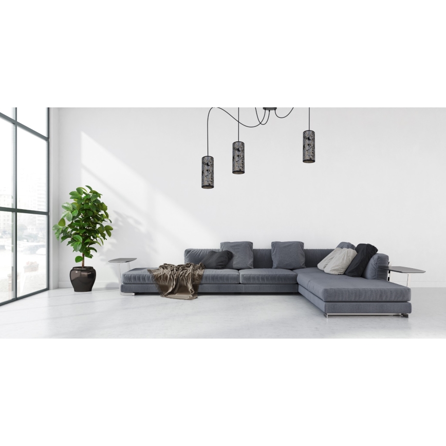 Пендел AVALO 3xE27/60W/230V паяк сив/черен