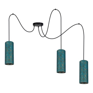 Пендел AVALO 3xE27/60W/230V паяк тюркоаз/златист