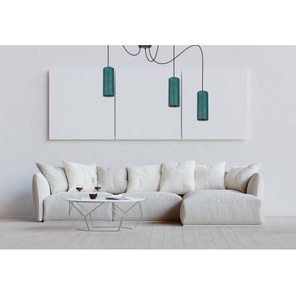 Пендел AVALO 3xE27/60W/230V паяк тюркоаз/златист