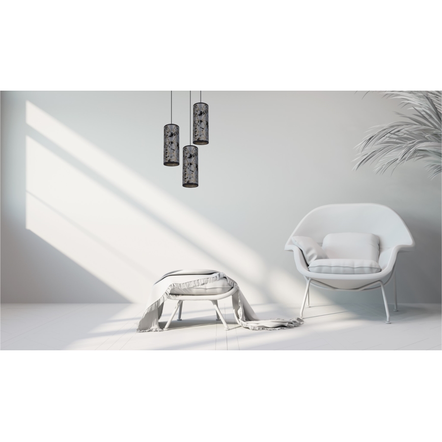 Пендел AVALO 3xE27/60W/230V Ø 35 см сив/черен