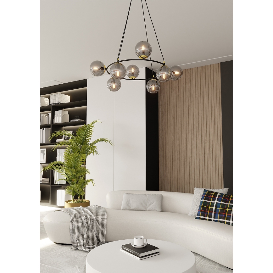 Пендел AZURA 8xE14/10W/230V черен/сив