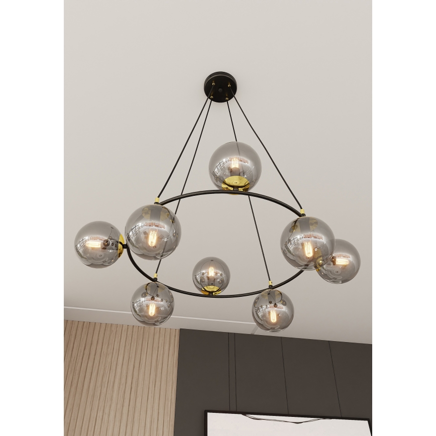 Пендел AZURA 8xE14/10W/230V черен/сив