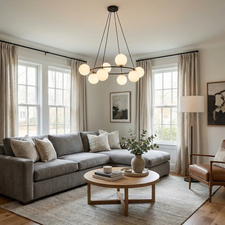 Пендел AZURA 8xE14/10W/230V черен/бял