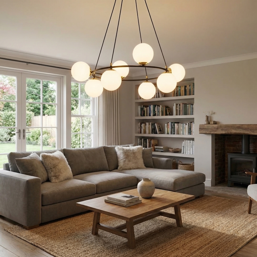 Пендел AZURA 8xE14/10W/230V черен/бял