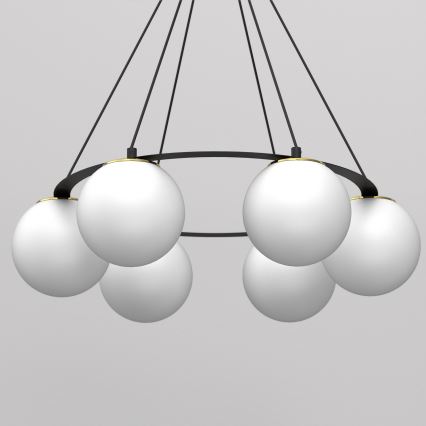 Пендел BALLO 6xE27/15W/230V черен/бял