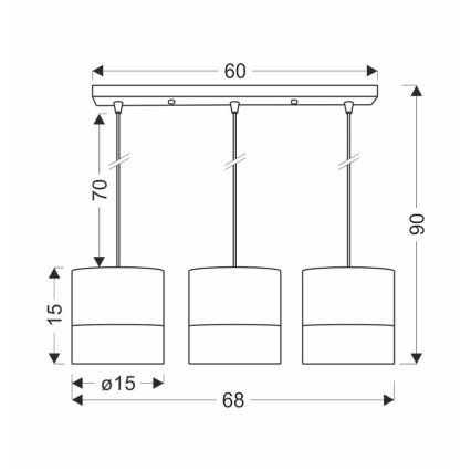 Пендел BIANCO 3xE27/40W/230V бял/кафяв