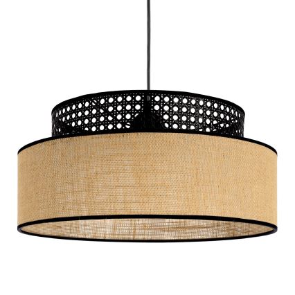 Пендел BOHO 1xE27/60W/230V Ø 40 см черен/ратан