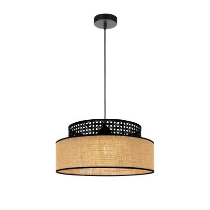 Пендел BOHO 1xE27/60W/230V Ø 40 см черен/ратан