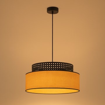 Пендел BOHO 1xE27/60W/230V Ø 40 см черен/ратан