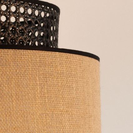 Пендел BOHO 1xE27/60W/230V Ø 40 см черен/ратан