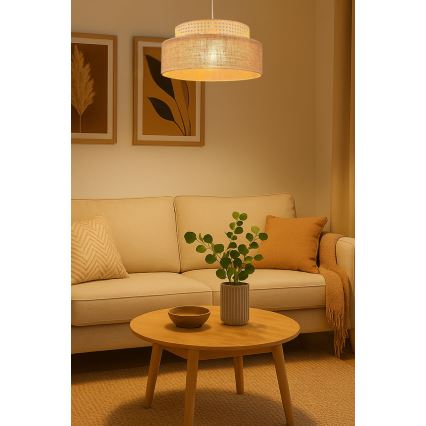 Пендел BOHO 1xE27/60W/230V Ø 40 см ратан