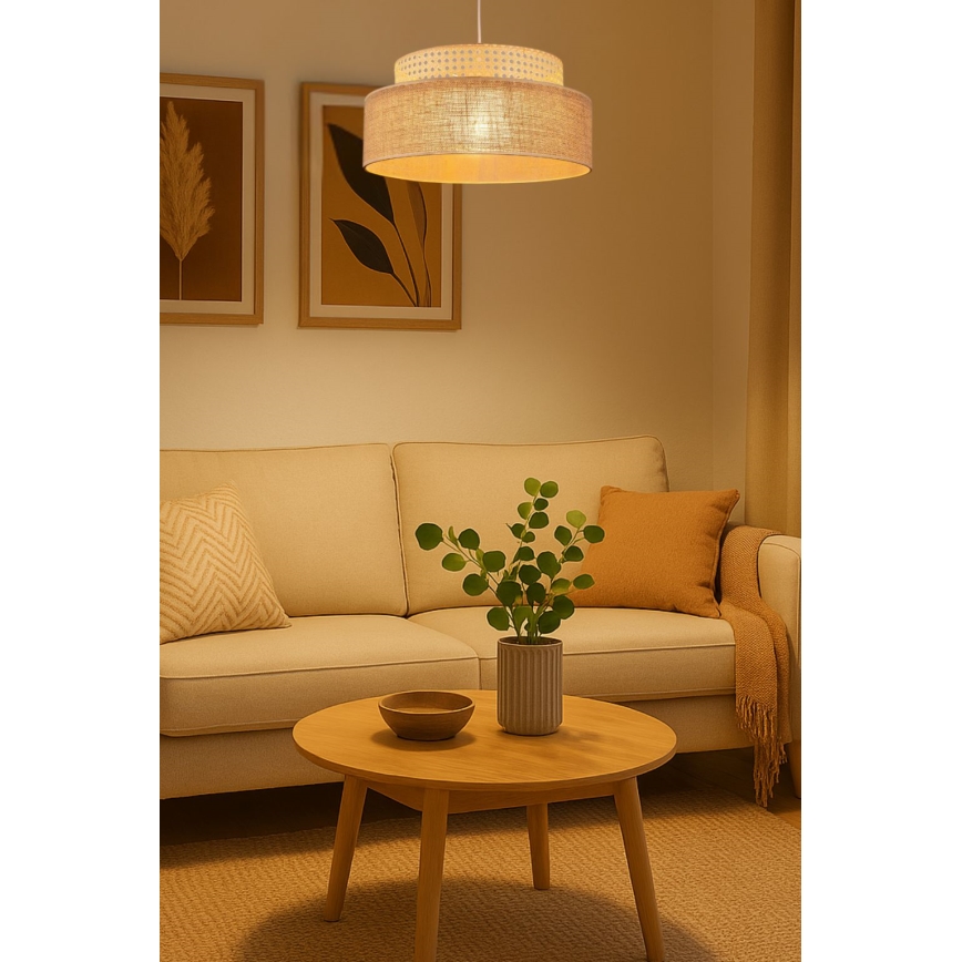 Пендел BOHO 1xE27/60W/230V Ø 40 см ратан