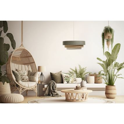 Пендел BOHO TRINITI 1xE27/60W/230V сив/бежов/кремав