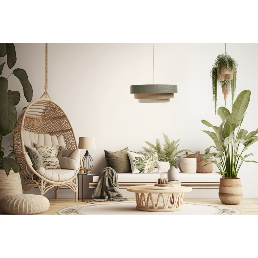 Пендел BOHO TRINITI 1xE27/60W/230V сив/бежов/кремав