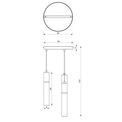 Пендел CASSA 3xGU10/8W/230V бял