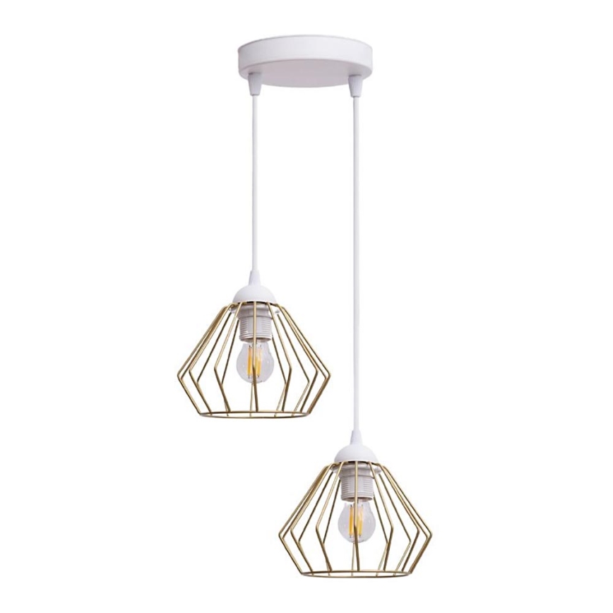 Пендел CEED GOLD 2xE27/60W/230V Ø 28 см бял/златист