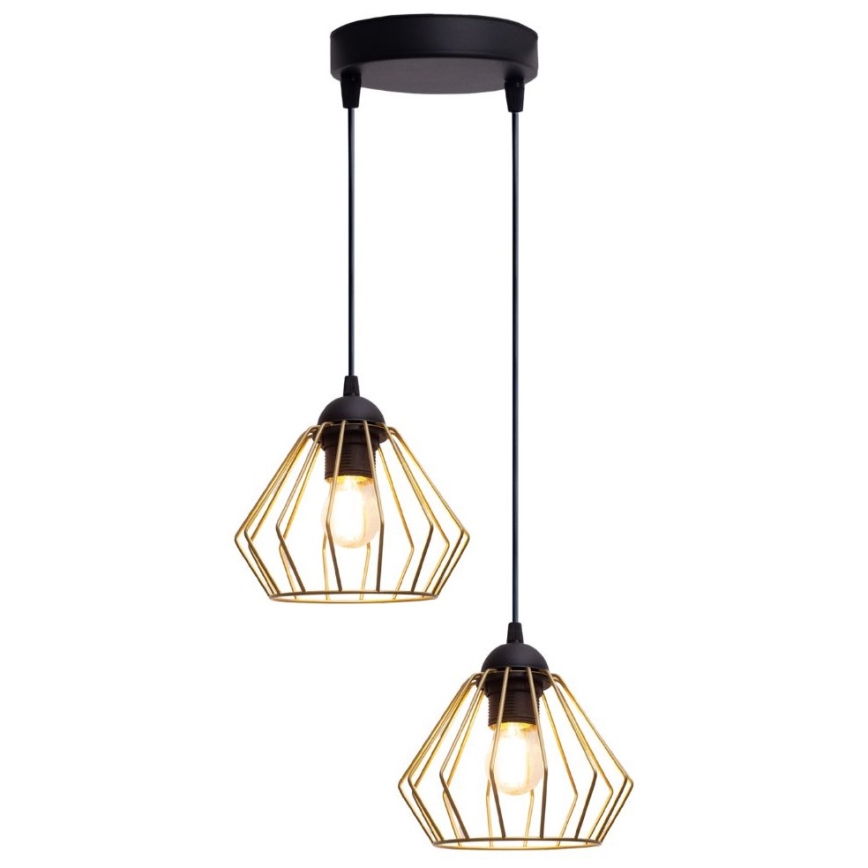 Пендел CEED GOLD 2xE27/60W/230V Ø 28 см черен/златист