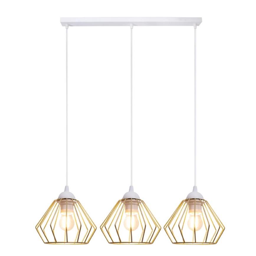 Пендел CEED GOLD 3xE27/60W/230V бял/златист