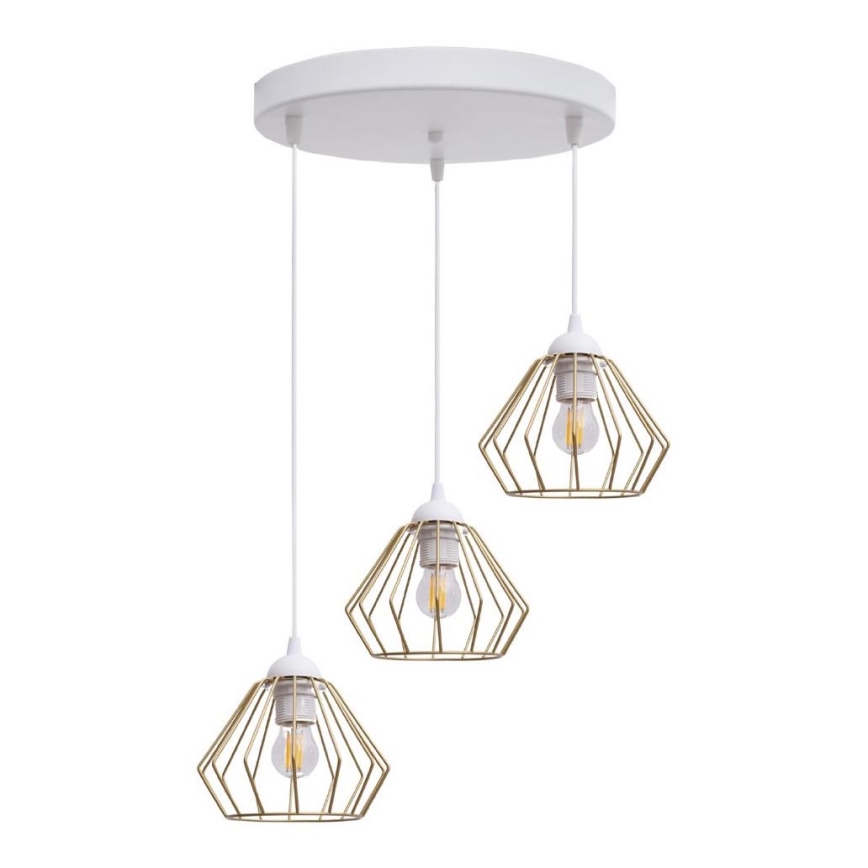 Пендел CEED GOLD 3xE27/60W/230V Ø 45 см бял/златист