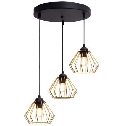 Пендел CEED GOLD 3xE27/60W/230V Ø 45 см черен/златист