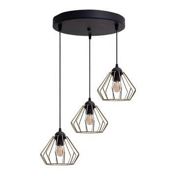 Пендел CEED GOLD 3xE27/60W/230V Ø 45 см черен/златист