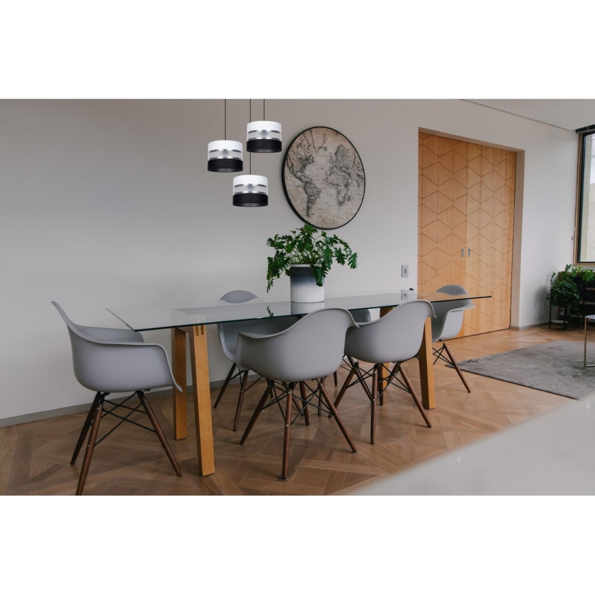 Пендел CORAL 3xE27/60W/230V черен/бял/матов хром Ø 45 см