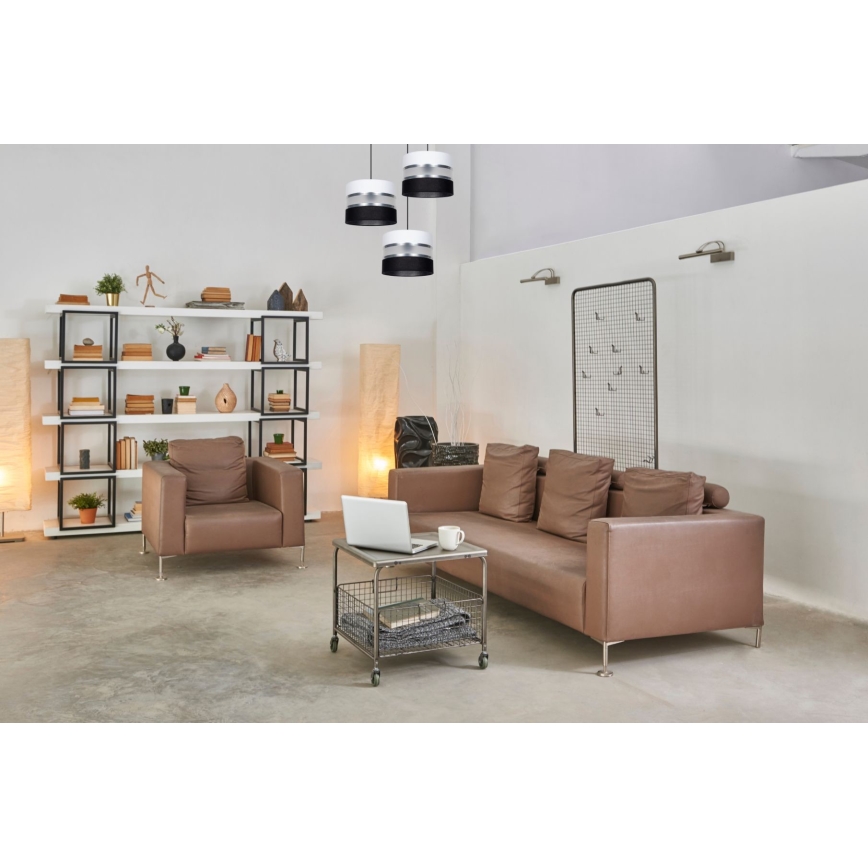 Пендел CORAL 3xE27/60W/230V черен/бял/матов хром Ø 45 см