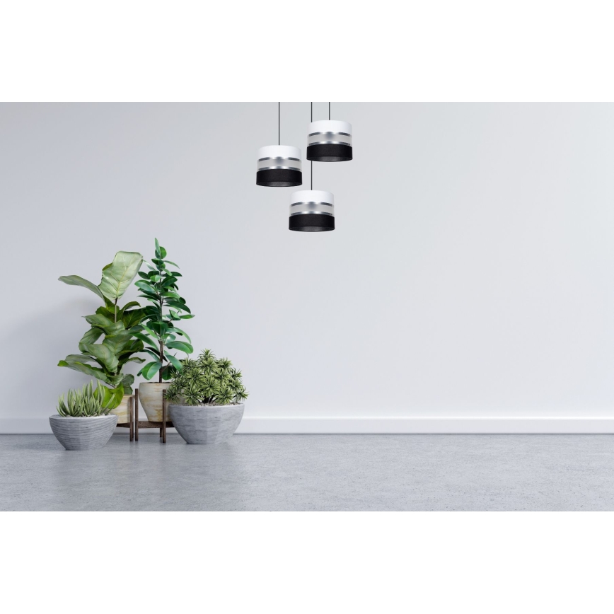 Пендел CORAL 3xE27/60W/230V черен/бял/матов хром Ø 45 см