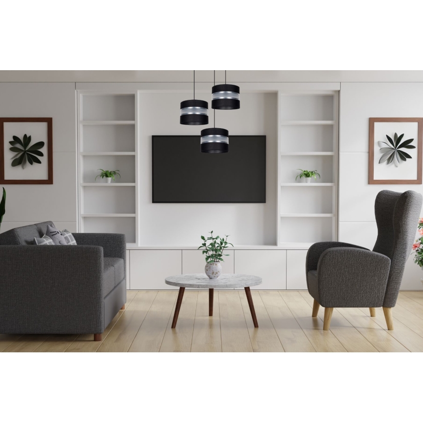 Пендел CORAL 3xE27/60W/230V черен/матов хром Ø 45 см