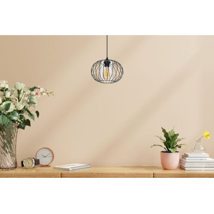 Пендел CORRINI 1xE27/60W/230V Ø 25 см черен/прозрачен