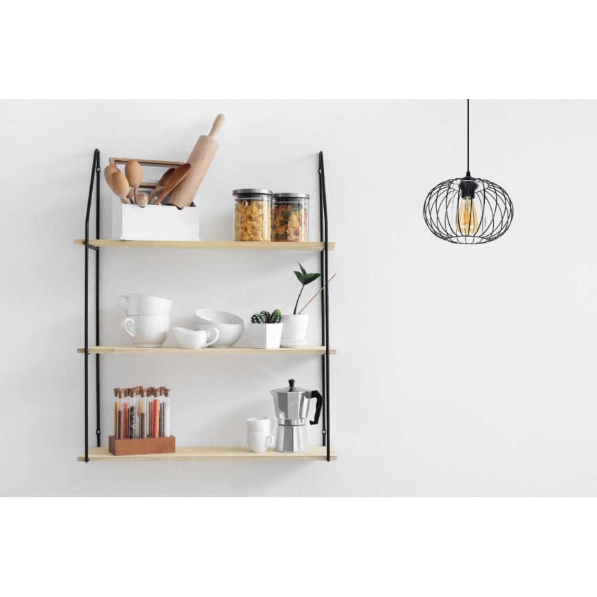 Пендел CORRINI 1xE27/60W/230V Ø 25 см черен/прозрачен