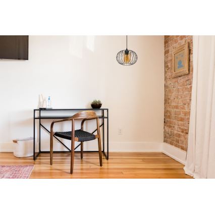 Пендел CORRINI 1xE27/60W/230V Ø 25 см черен/бежов