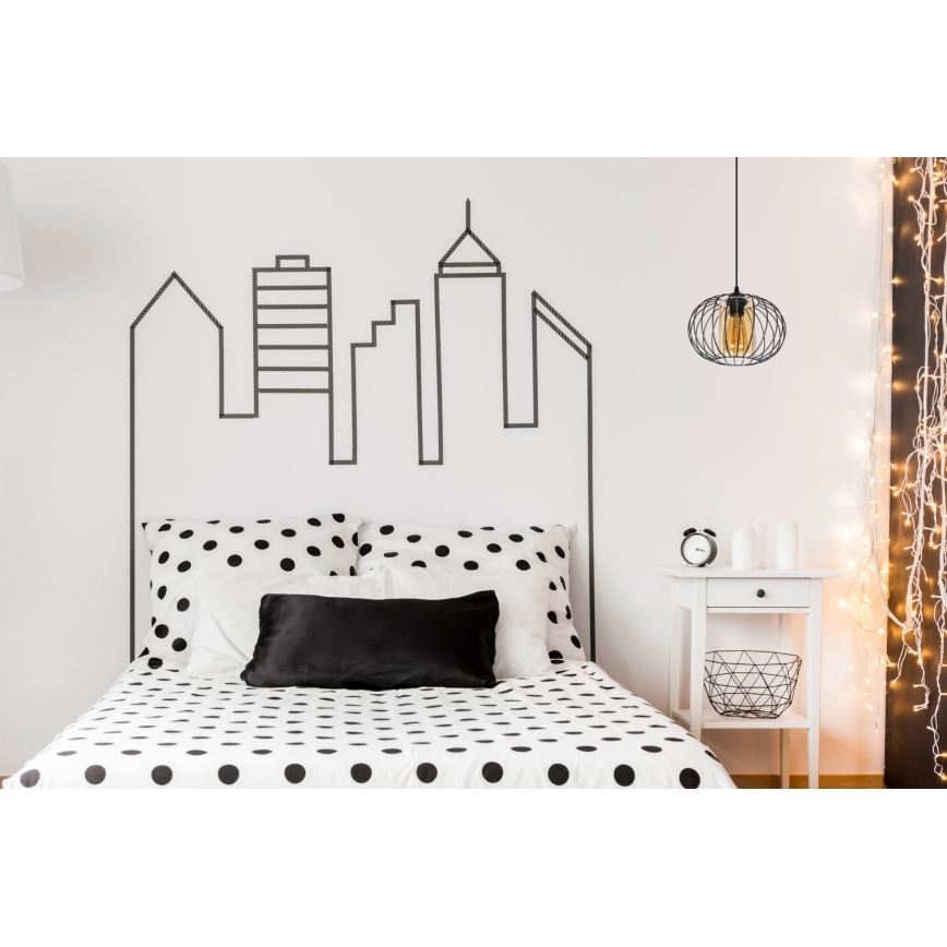 Пендел CORRINI 1xE27/60W/230V Ø 25 см черен/бежов