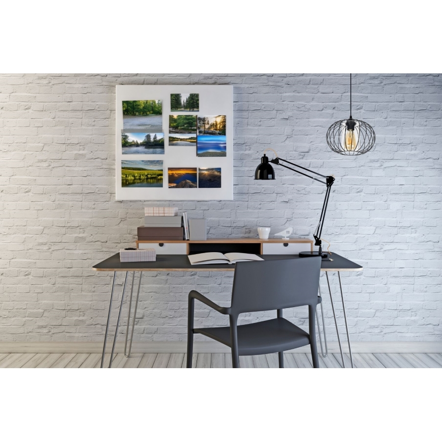 Пендел CORRINI 1xE27/60W/230V Ø 25 см черен/прозрачен