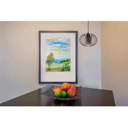 Пендел CORRINI 1xE27/60W/230V Ø 25 см черен/сив