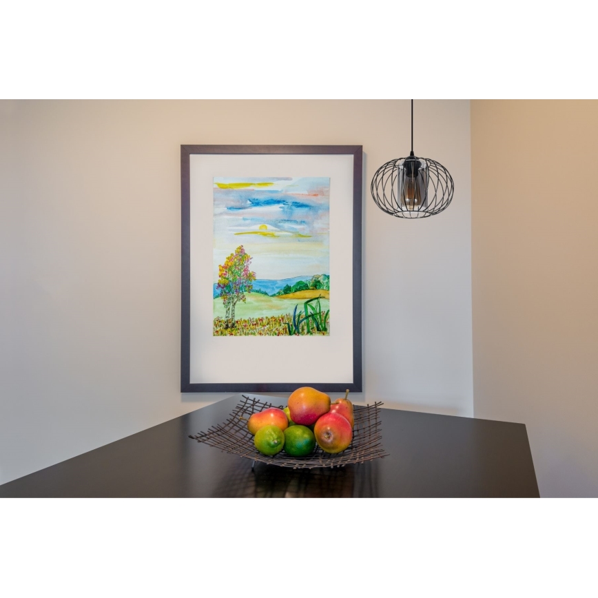 Пендел CORRINI 1xE27/60W/230V Ø 25 см черен/сив