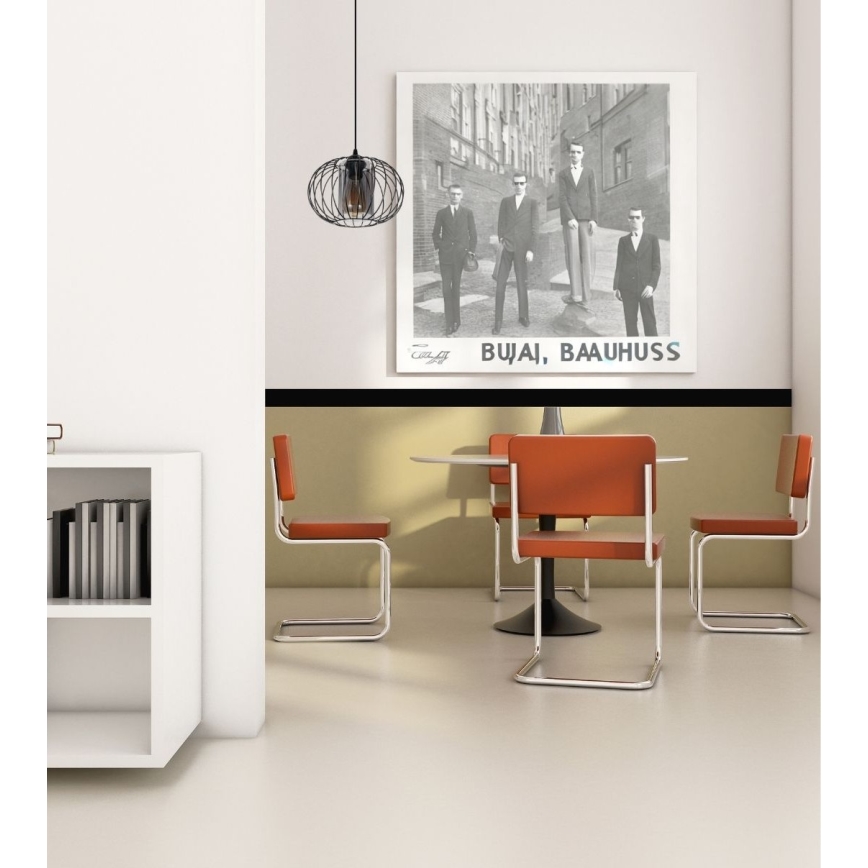 Пендел CORRINI 1xE27/60W/230V Ø 25 см черен/сив