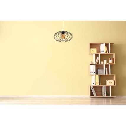 Пендел CORRINI 1xE27/60W/230V Ø 34 см черен/бежов