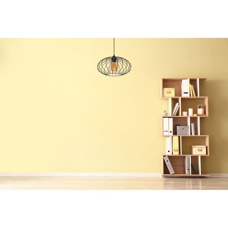 Пендел CORRINI 1xE27/60W/230V Ø 34 см черен/бежов