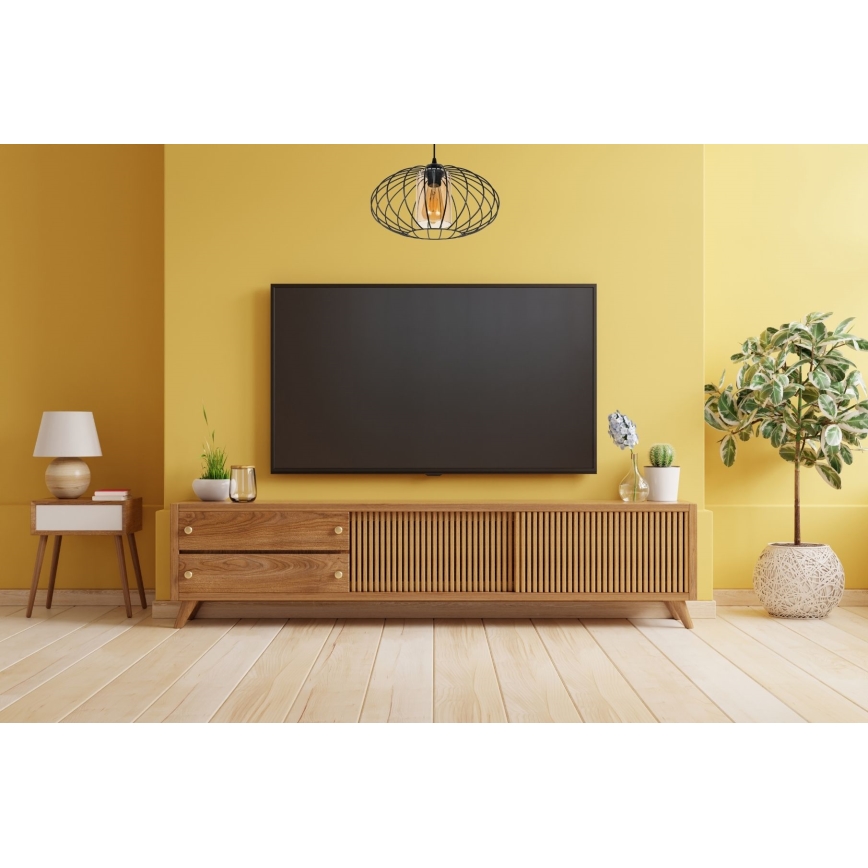 Пендел CORRINI 1xE27/60W/230V Ø 34 см черен/бежов