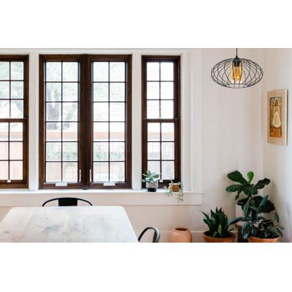 Пендел CORRINI 1xE27/60W/230V Ø 34 см черен/бежов