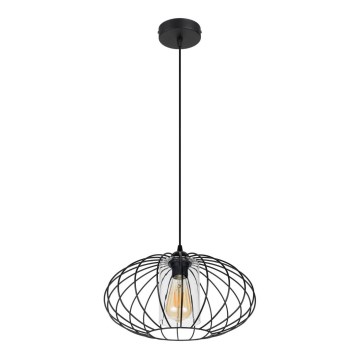 Пендел CORRINI 1xE27/60W/230V Ø 34 см черен/прозрачен