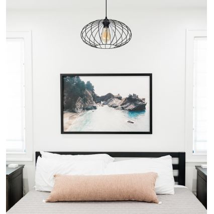 Пендел CORRINI 1xE27/60W/230V Ø 34 см черен/прозрачен